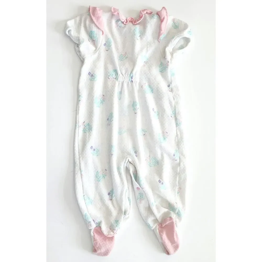 Vintage 1980s Carter’s Baby Girls One-Piece Floral Footed Romper – Size L 12 Mos - Picture 5 of 9